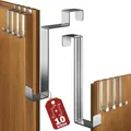 Produktbild: Türhaken zum Einhängen, 10 Stück Edelstahl-Set - 5 x Standard Kleiderhaken Tü...