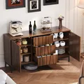 Produktbild: okwish Sideboard Kommode 150cm Eiche Esszimmerschrank Küchenschrank Aufbewahrungsschrank Buffetschrank einteilige Aussparung Dunkelbraun