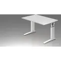 Produktbild: Schreibtisch U-Serie | inkl. Kabelwanne | C-Fuß | höheneinstellbar, Größe Tischplatte:120 x 80 cm, Farbe Tischplatte:Weiß, Farbe Gestell:Weiß - Weiß