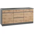Produktbild: Held Küchenunterschrank, Graphit, Eiche Wotan, Holzwerkstoff, 2 Fächer, 5 Schubladen, 180x86x60 cm, Küchen, Küchenmöbel, Küchenschränke, Küchenunterschränke