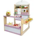 Produktbild: Kaufladen Kinder Kaufmannsladen Holz Verkaufsstand mit 3 Schubladen Schrank Uhr Theke Seitentheke Farbe Rosa
