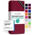 Produktbild: Jacobson Spannbettlaken BOXSPRING & ÜBERLÄNGE aus 100% Baumwolle, für hohe & lange Matratzen, Jersey Bettlaken 160 g/m2, OEKO-TEX® rot 140 - 160 cm x 220 cm