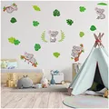 Produktbild: Wandsticker personalisiert Sticker Aquarell Tiere mit Name Wandtattoo für Kinderzimmer Babyzimmer Spielzimmer Mädchen Junge Y037 (Nr. 28 Koala, Ohne Wunschname)