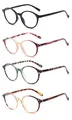 Produktbild: JM 4 Pack Runde Frühling Scharnier Lesebrille, Mode Muster Print Brillen für Frauen+1.5