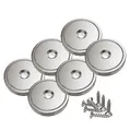 Produktbild: Magnetpro 6 Stück Scheiben Magnete mit Kapsel 40 KG Zugkraft 32 x 8 mm, Topfmagnet mit Loch