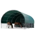 Produktbild: Weidezelt 6x6 m PVC Plane 2300 Newton Unterstand für Pferde Offenstall Weidehütte - für Erduntergrund - vorn offen - grün