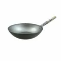 Produktbild: Wok Pfanne Ø 35cm flacher Boden mit Holzgriff Eisenpfanne 9 cm hoch Modell 17054