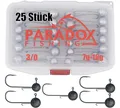 Produktbild: Paradox Fishing Jigköpfe Set 3/0 25x I je 5X 7g/10g/12g/15g/18g I Jig Köpfe Gummifisch mit Jighead für Gummifische Zander Barsch Angelzubehör