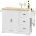 Produktbild: FKW41-WN Luxus-Küchenwagen Küchenschrank Sideboard Kücheninsel mit erweiterbarer Arbeitsfläche bht ca.:130x91x46(+25)cm - Sobuy