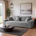 Produktbild: SOFILAND Cordo Schlafsofa 265×150 cm mit Bettkasten – Cord Sofa TILIA Breitcord, SoftTouch Komfort, Nosag-Federung, abnehmbare Kissen, Easy Clean & Pet Friendly (Hellgrau)