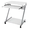 Produktbild: VASAGLE Schreibtisch, Computertisch mit 4 Rollen, 2 Davon mit Bremsen, PC-Tisch leichtgängiger Tastaturauszug, erleichterte Montage, platzsparender PC-Tisch in Z-Form, weiß, LCD811W, 60 x 48 x 73 cm