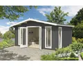 Produktbild: Gartenhaus Outdoor Life Elgin 44 Set Silber inkl. Fußboden, Echtglas 527,9 x 430