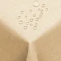 Produktbild: DecoHomeTextil Leinen Optik Tischdecke, Rechteckig 160 x 220 cm Champagner, wasserabweisend, fleckenabweisend, abwaschbar, Lotuseffekt, bügelfrei