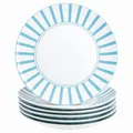 Produktbild: MamboCat Split türkis 6er Set Kuchenteller I weißes Porzellan-Frühstücksteller mit Streifen für 6 Personen I kleine Teller für Salat, Dessert, Fingerfood & Co.