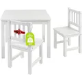 Produktbild: Bomi Kindersitzgruppe Holz Amy | Kindertisch mit 2 Stühlen | Tisch & Stühle Kinderzimmer Set | Spieltisch ab 1 Jahr | Kindertisch für drinnen | Maltisch & Basteltisch Kinder | Kindermöbel Weiß
