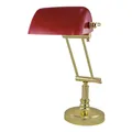 Produktbild: Bankerlampe Bankerleuchte aus Messing/Glas 23 x 43 cm ROT Sea-Club