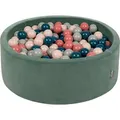 Produktbild: KiddyMoon Kinder bällebad Velvet 90x30cm mit 200 Bunten Bälle ∅7cm - Plastikbälle Bällepool Babys spielbad Baby spielzeug bällebad - Waldgrün