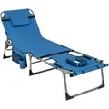 Produktbild: Costway Sonnenliege mit Kopf-Arm-Loch Verstellbar Rückenlehne Blau