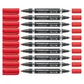 Produktbild: 10x Staedtler Permanentmarker Marker Lumocolor duo 0,6 mm+1,5 mm rot 348-2