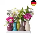 Produktbild: Jinfa Handgefertigte kleine Keramik Deko Blumenvasen Set aus 7 Vasen in bunt