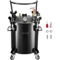 Produktbild: VEVOR Druckbehälter, 20 L Drucktank aus Stahl mit 2 Anschlüssen (EU/AU) für Heimgebrauch Heimwerkerarbeiten Kunstkreationen, Behälter mit großem Durchmesser & 4 Rollen