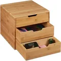 Produktbild: Schreibtisch Organizer, 3 Schubladen, Für Büroutensilien, Bambus Ablage, Schubladenbox, Hbt 26x30x31 Cm, Natur - Relaxdays
