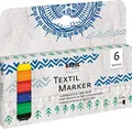 Produktbild: KREUL 90690 - Textil Marker fine, 6 Stoffmalstifte für helle Stoffe, mit unempfindlicher Faserspitze, Strichstärke circa 1 bis 2 mm, waschecht nach Fixierung