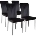 Produktbild: Albatros Esszimmerstühle mit Samt-Bezug 4er Set MODENA, Schwarz - Stilvolles Vintage Design, Eleganter Polsterstuhl am Esstisch - Küchenstuhl ode... - Schwarz