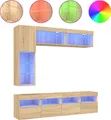 Produktbild: vidaXL 7-tlg. TV-Wohnwand mit LED-Leuchten Sonoma-Eiche