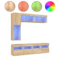 Produktbild: vidaXL TV-Wand, 7-tlg. TV-Wohnwand mit LED-Leuchten Sonoma-Eiche