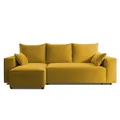 Produktbild: 4ALL HOME Ecksofa mit Schlaffunktion Tobi 246x145 cm - Couch - Sofa mit Bettkasten - Eckcouch - L-Form - Schlaffsofa - Schlafsofa mit Bettkasten - Universal (Velo 626 Curry)