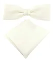Produktbild: TigerTie schmale Designer Fliege Pique in creme uni gemustert, vorgebundene Schleife 100% Baumwolle + Einstecktuch + Fliegenaufbewahrungsbox