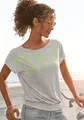 Produktbild: Rundhalsshirt mit Logoprint, T-Shirt, sommerlich-sportlicher Look, Gr. 32/34, grau-limone