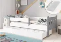 Produktbild: Kids Collective Kinderbett 80x160, 80x180, 90x200 cm mit Schublade, Rausfallschutz & Lattenrost, mit Matratze in weiß-grau 80x160 cm Mädchen Jungen Bett