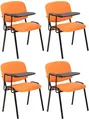Produktbild: CLP 4er Set Stuhl Ken Mit Klapptisch Stoff I Gepolsterter Schulungsstuhl Mit Schreibtafel, Farbe:orange