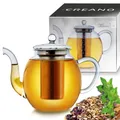 Produktbild: Creano Teekanne aus Glas 1,5l mit Edelstahl-Filter - Glasteekanne mit Edelstahl-Sieb und Glas-Deckel - Dobin-Teekanne Ideal zur Zubereitung von Losen Tees - tropffrei