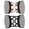 Produktbild: IPOTCH 2x Stretch Doppel Haarkämme Einsteckkamm Steckkamm Haarklammer Haarspangen für Damen und Mädchen, Schwarz, Kunststoff, Lockig, 2 Stück
