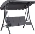 Produktbild: BELIANI Hollywoodschaukel grau Stahl Sonnendach verstellbar Kissen Outdoor Terrasse