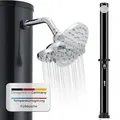 Produktbild: Juskys Solardusche Victoria 35 Liter - 217 cm - bis 60°C – mit schwenkbarem Duschkopf, Fußdusche & Gartenschlauch Anschluss Gartendusche Außen... - Schwarz