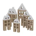 Produktbild: BOLTZE 6 x Dekohaus Towny Holz Höhe 15-23,5 cm Natur Holzhaus Häuschen