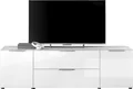 Produktbild: TV Lowboard - 180 x 54 cm - 2 Türen - 1 Schublade - 1 Klappe - Weißglas - Weiß matt