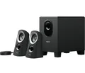 Produktbild: Logitech Z313 2.1 Lautsprecher-System mit Subwoofer, 50 Watt Spitzenleistung, 3.5 mm Eingang, Kopfhörerbuchse, Bedienelemente am Steuergerät, EU Stecker, PC/TV/Tablet/Handy - Schwarz