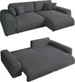 Produktbild: Ecksofa Schlaffunktion ausziehbar Bettkasten Polsterecke L-Couch in Cord Grau / 21006