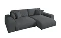 Produktbild: luma-home Ecksofa 21006, mit Schlaffunktion und Bettkasten, Wellenunterfederung, B255/H165/T84 cm, Liegefläche 148x196 cm, Ottomane links oder rechts montierbar, Cord-Bezug Grau