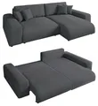Produktbild: Ecksofa Schlaffunktion ausziehbar Bettkasten Polsterecke L-Couch in Cord Grau