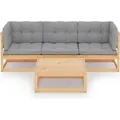 Produktbild: vidaXL 4-tlg. Garten-Lounge-Set mit Kissen Kiefer Massivholz - Grau