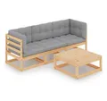 Produktbild: vidaXL Gartenlounge-Set 4-tlg. Garten-Lounge-Set mit Kissen Kiefer Massivholz, (1-tlg)
