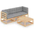 Produktbild: 4-tlg. Garten-Lounge-Set mit Kissen Kiefer Massivholz