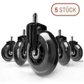 Produktbild: Vendix Stuhlrolle 5x Bürostuhl Rollen leise und kratzerfrei - Universal Hartbodenrollen Ø 7,3 cm x 1 cm x 11,5 cm