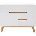 Produktbild: Kommode Cervo, Weiß, Eiche, Holz, Holzwerkstoff, Eiche, furniert, massiv, 4 Schubladen, 97x76x40 cm, Typenauswahl, Beimöbel erhältlich, Wohnzimmer, Kommoden & Sideboards, Kommoden